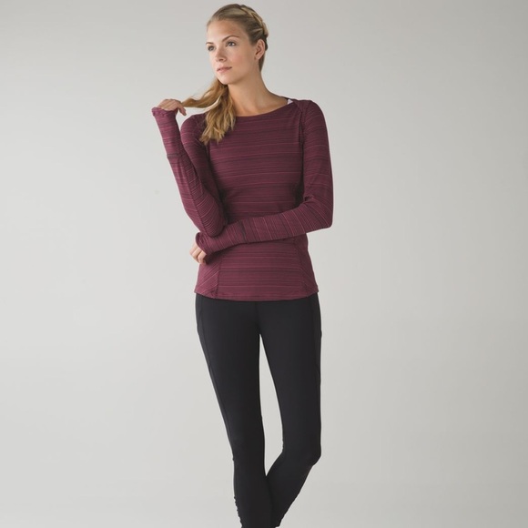 Lululemon W’s Sz 4 Kanto Catch Me LS Kanto Stripe Wine Berry Black. ExcltCnditn! - Picture 8 of 10